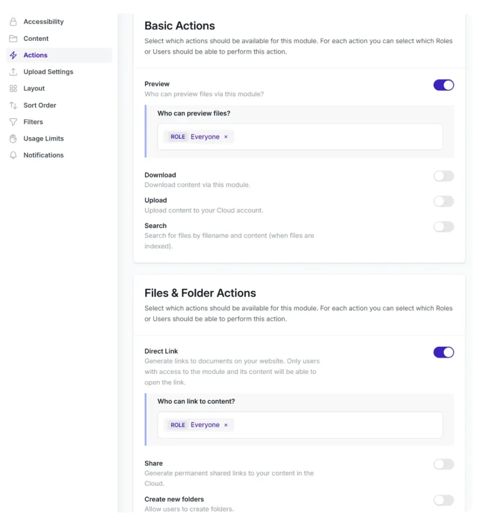 Configuring module basic action settings in Synkivo's visual module configurator