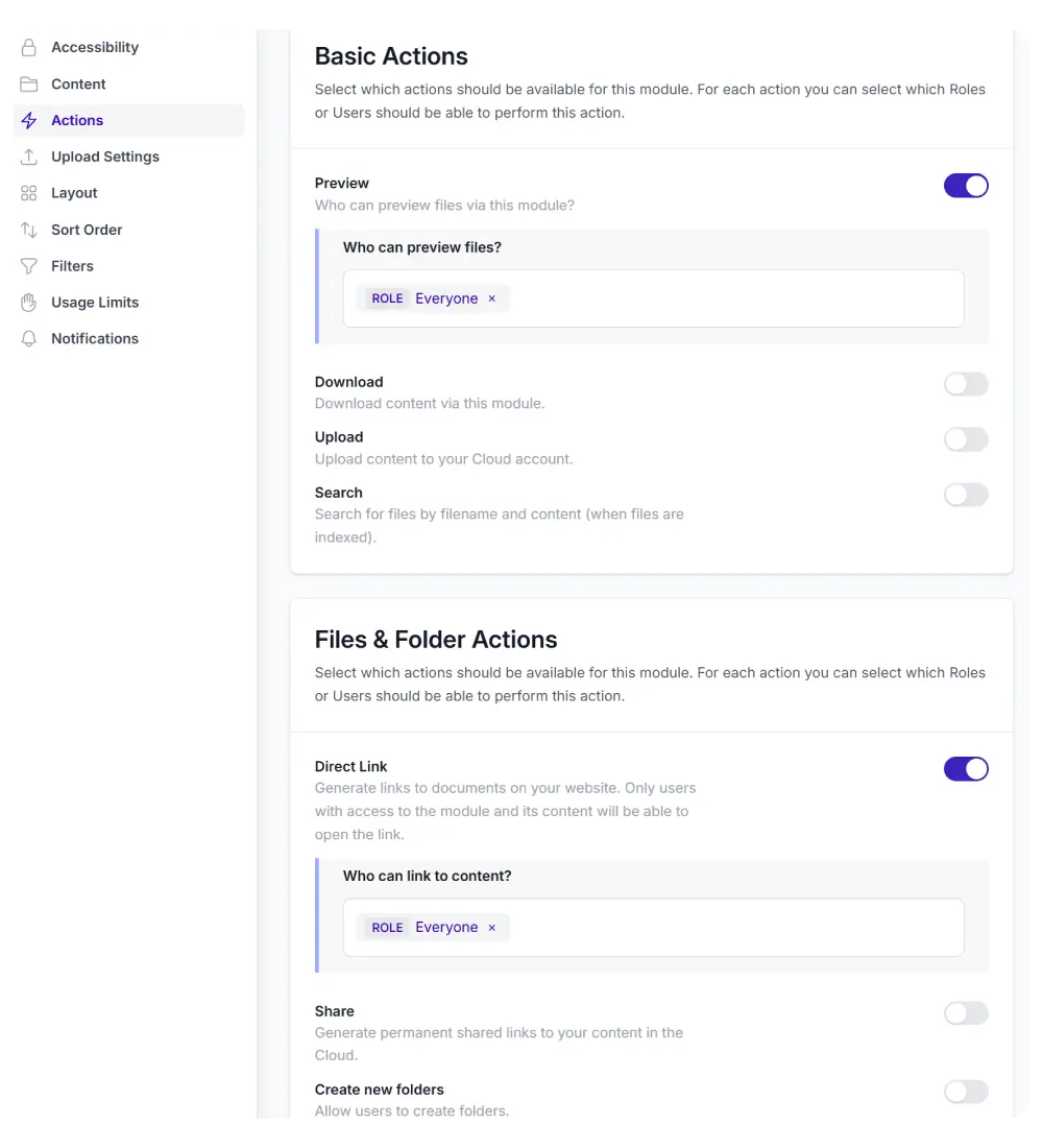 Configuring module basic action settings in Synkivo's visual module configurator