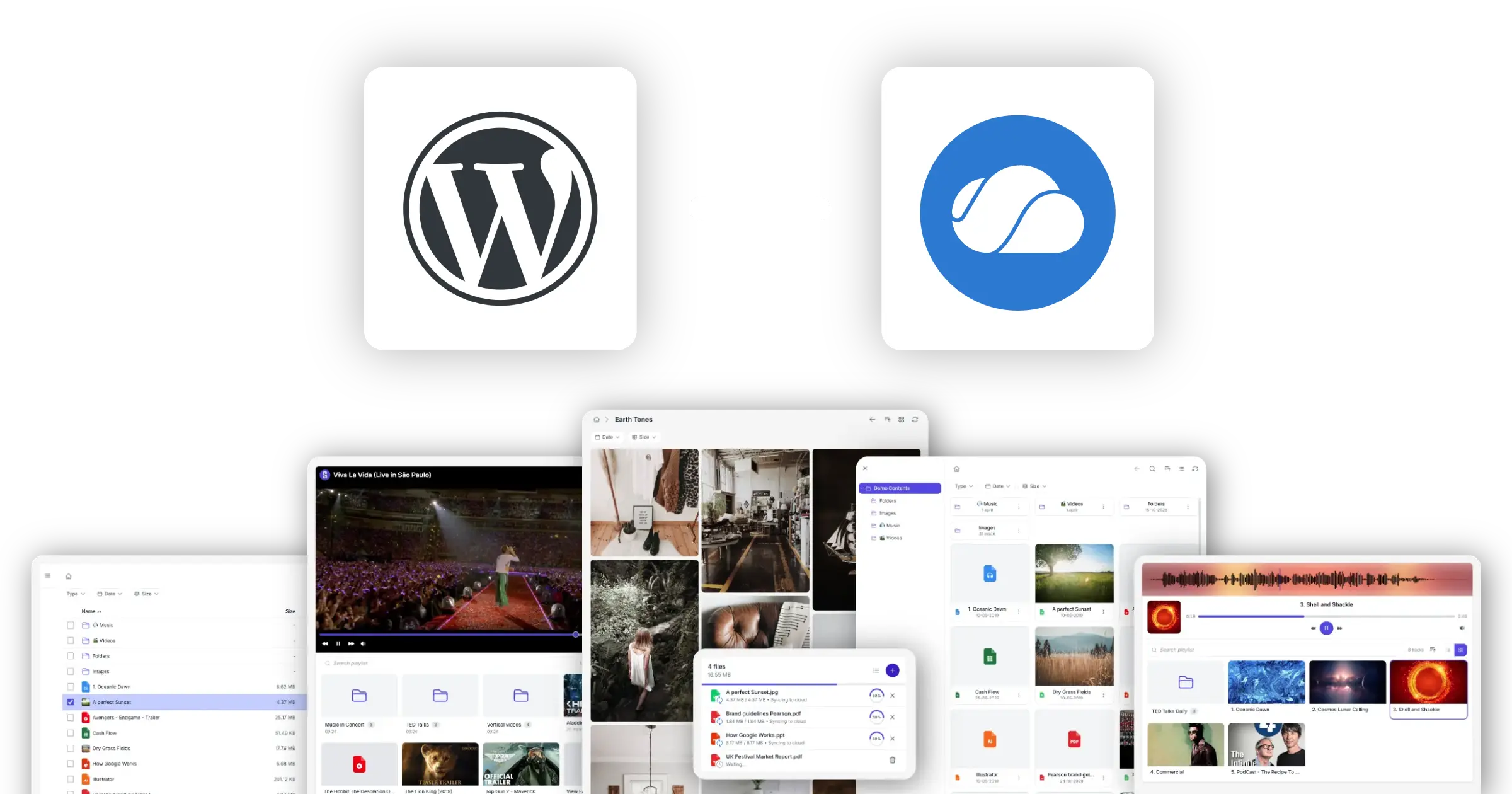 OneDrive WordPress plugin showing Synkivo file browser inside WordPress admin