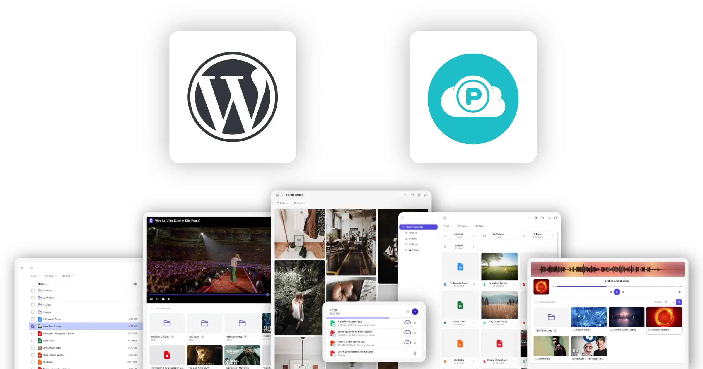 pCloud WordPress plugin showing Synkivo file browser inside WordPress admin